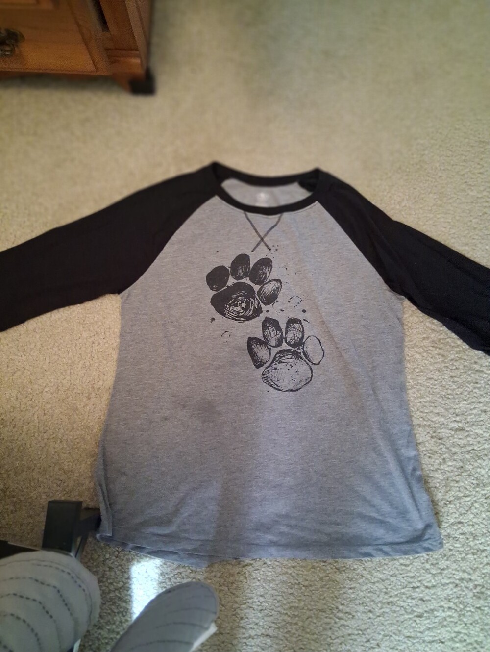 Women's Athletic Works 3/4 length sleeve paw print shirt